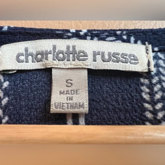 Charlotte Russe Blue & White Vertically Striped Button-Up Dress W/ Waist Tie. S. - Picture 12 of 14